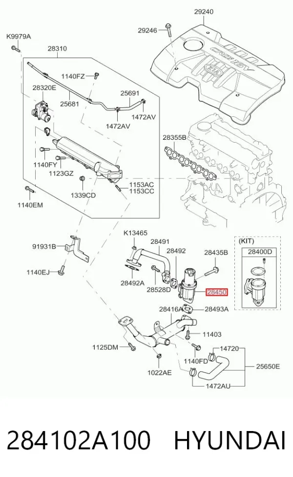 Válvula EGR 284102A100 Hyundai/Kia