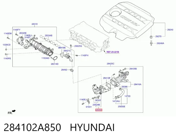 Válvula EGR 284102A850 Hyundai/Kia