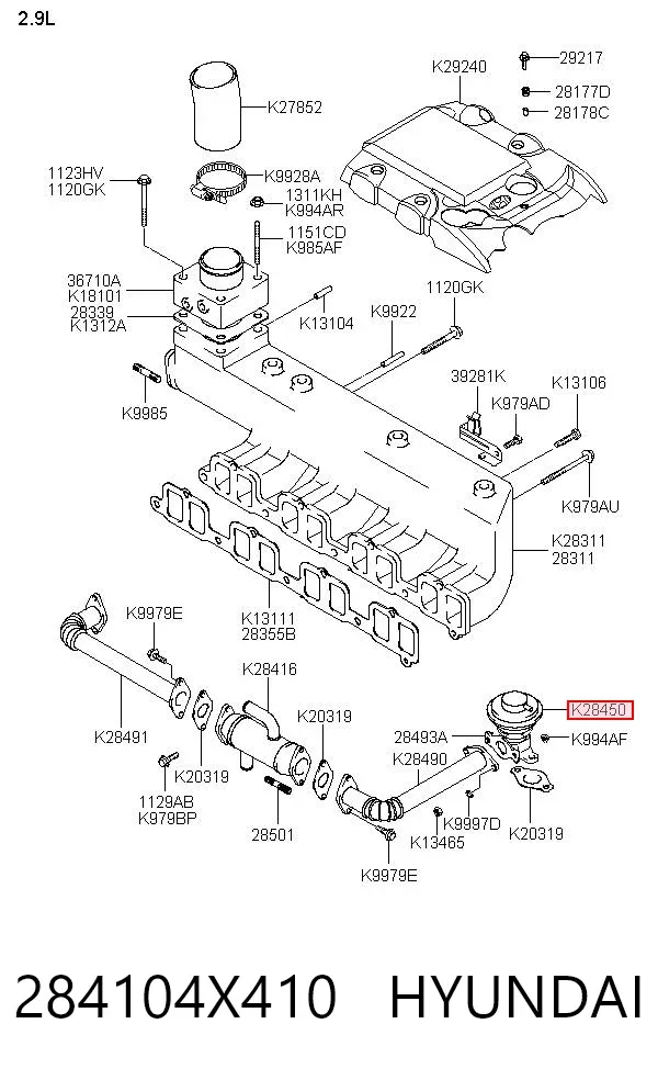 Válvula EGR 284104X410 Hyundai/Kia