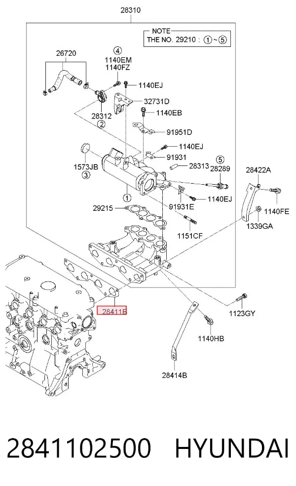 Junta de colector de admisión 2841102500 Hyundai/Kia