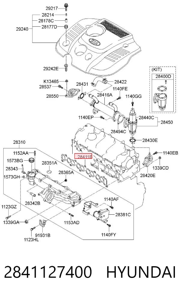 Junta de colector de admisión 2841127400 Hyundai/Kia