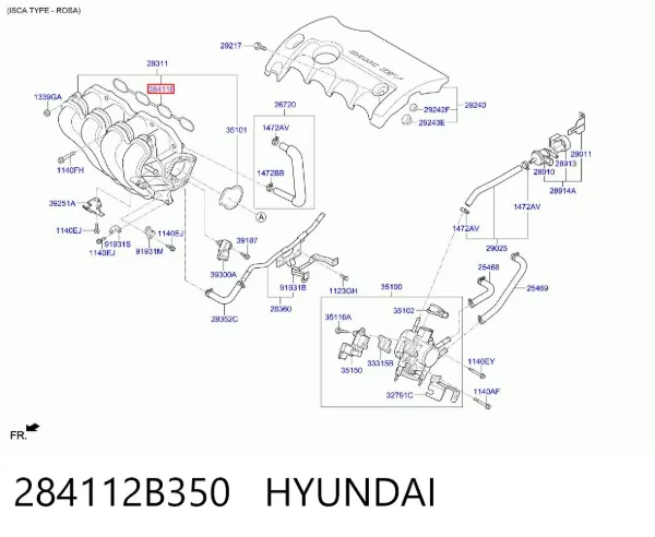 Junta de colector de admisión 284112B350 Hyundai/Kia