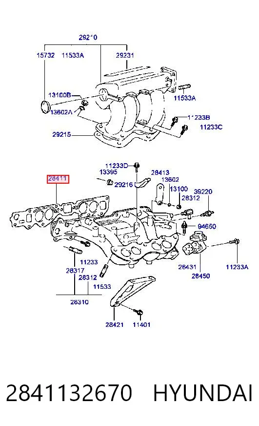 Junta de colector de admisión Hyundai H-1 STAREX Starex