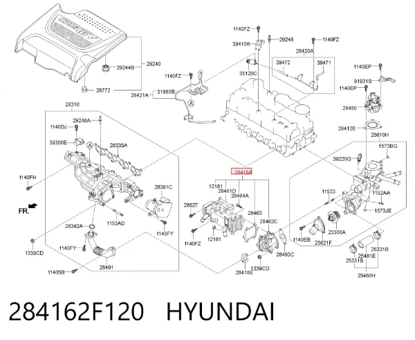 Enfriador de recirculación de gases de escape EGR 284162F120 Hyundai/Kia