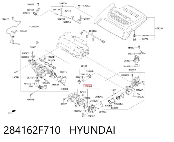 Enfriador de recirculación de gases de escape EGR 284162F710 Hyundai/Kia