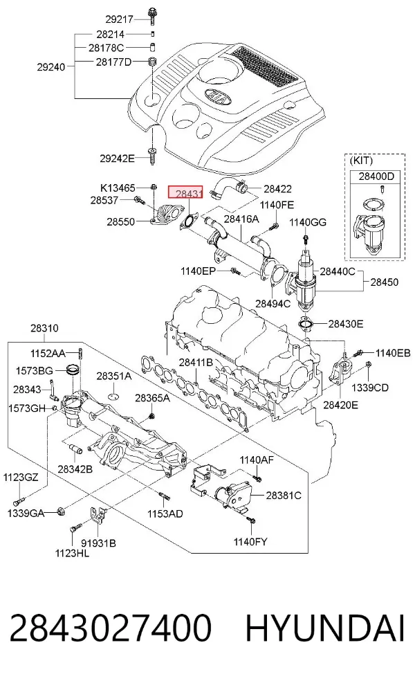 Junta de colector de admisión 2843027400 Hyundai/Kia