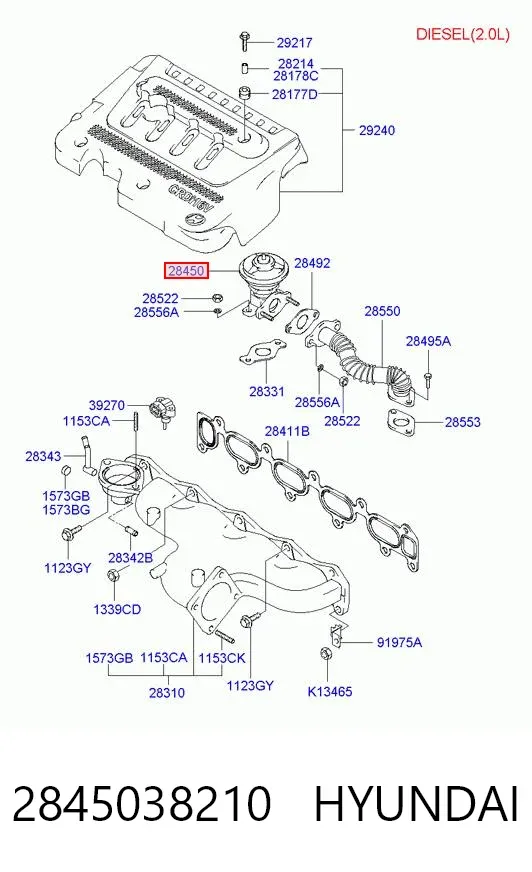 Válvula EGR 2845038210 Hyundai/Kia