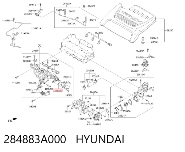 Junta de válvula EGR 284883A000 Hyundai/Kia