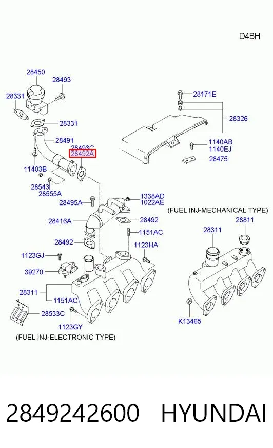 Junta de válvula EGR 2849242600 Hyundai/Kia