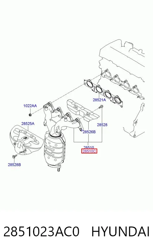 Colector de escape 2851023AC0 Hyundai/Kia