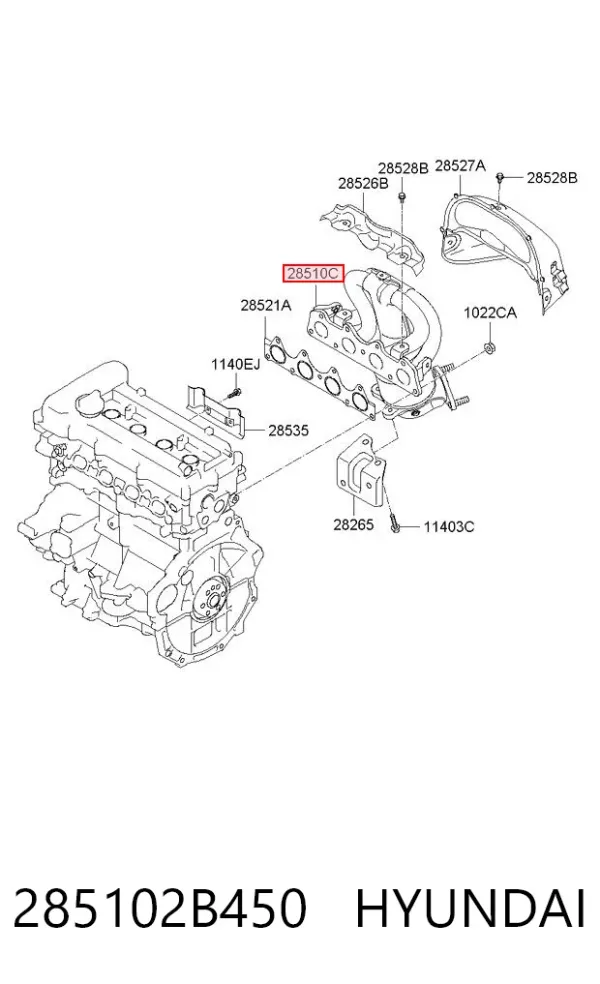 Colector de escape 285102B450 Hyundai/Kia
