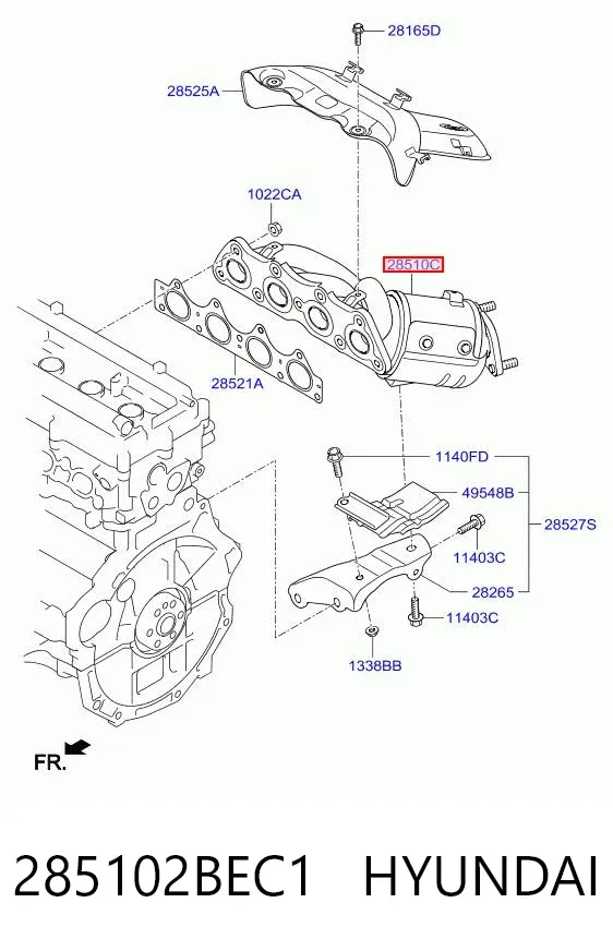 Colector de escape 285102BEC1 Hyundai/Kia