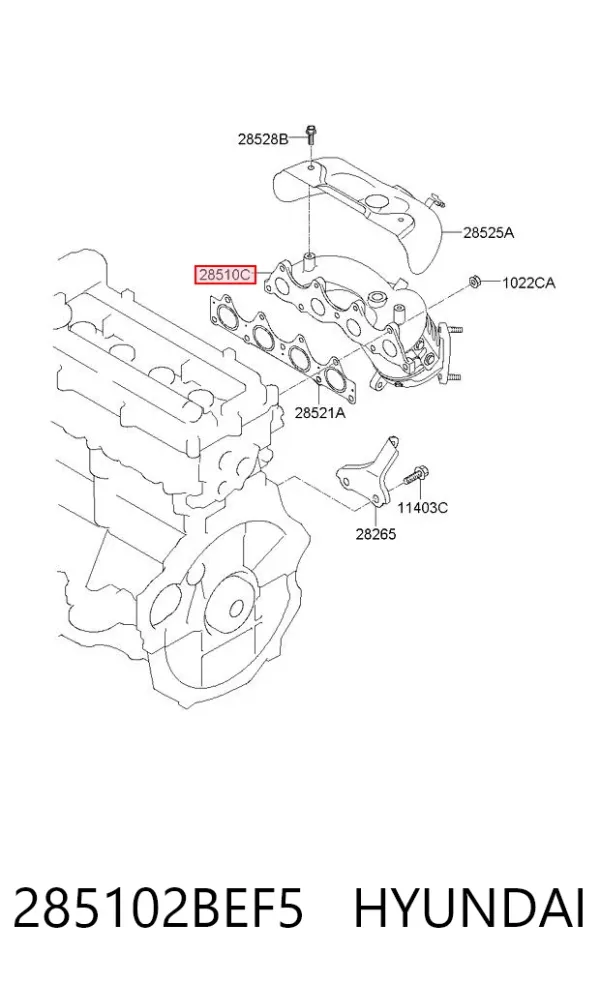 Catalizador 285102BEF5 Hyundai/Kia