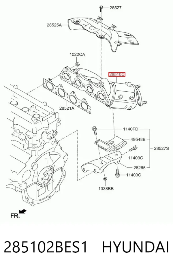 Colector de escape 285102BES1 Hyundai/Kia