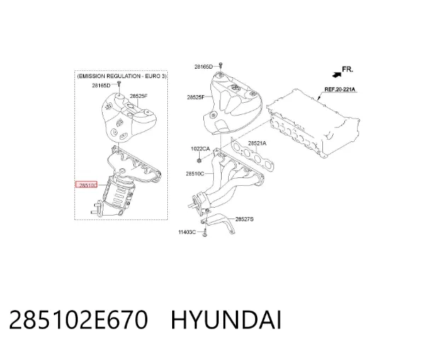 Colector de escape 285102E670 Hyundai/Kia