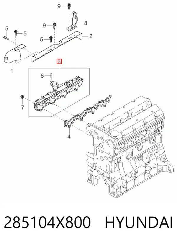 Colector de escape 285104X800 Hyundai/Kia
