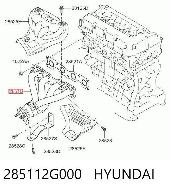 Colector de escape 285112G000 Hyundai/Kia