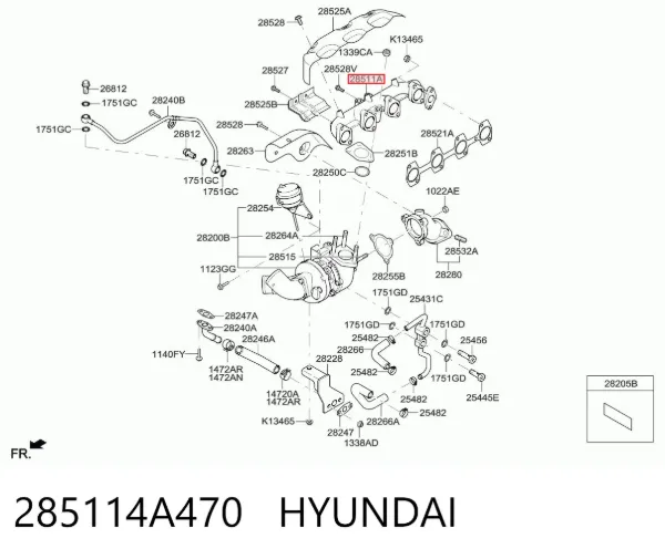 Colector de escape 285114A470 Hyundai/Kia