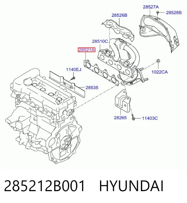 Junta colector escape 285212B001 Hyundai/Kia