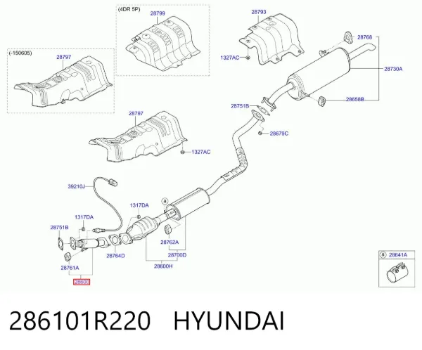 Tubo de admisión del silenciador de escape delantero 286101R220 Hyundai/Kia