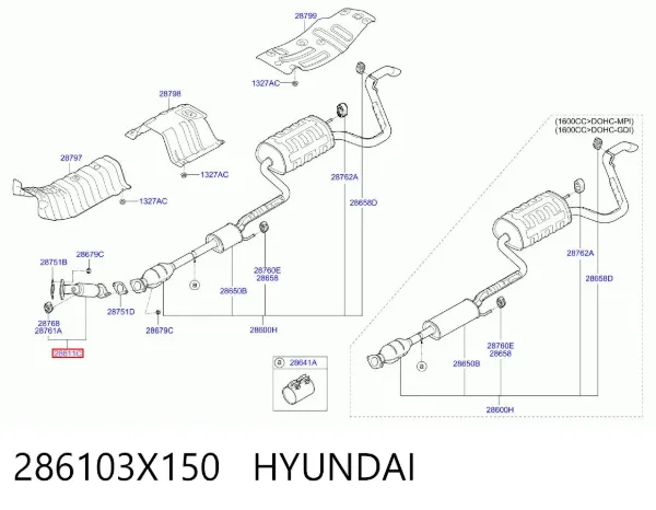 Silenciador delantero 286103X150 Hyundai/Kia