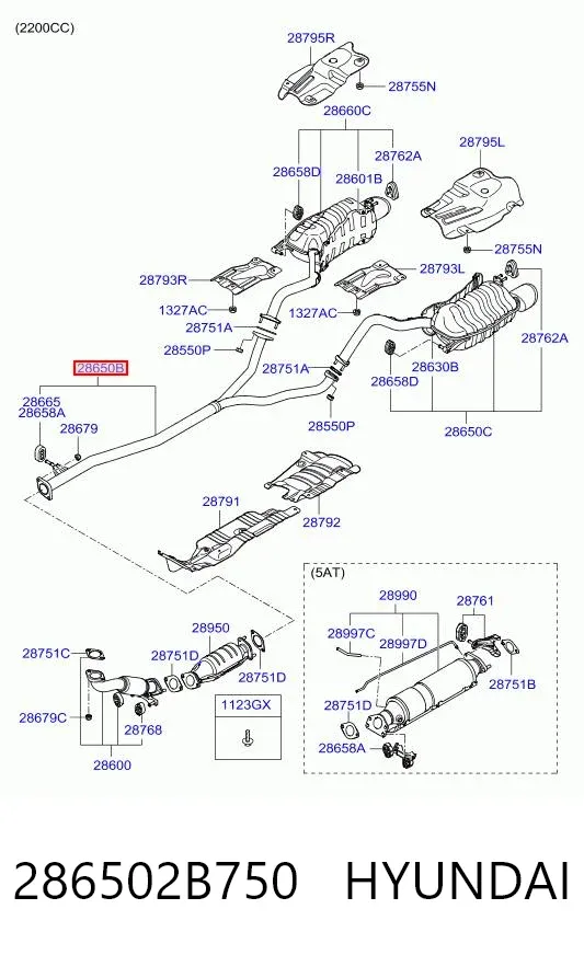 Silenciador central 286502B750 Hyundai/Kia