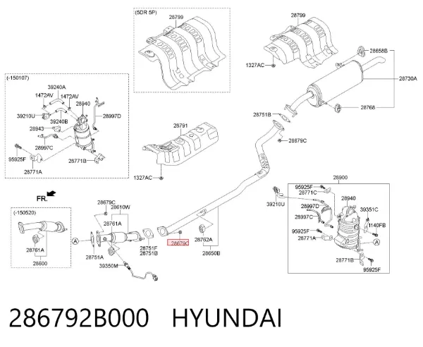 Tuerca de fijación del tubo de escape 286792B000 Hyundai/Kia