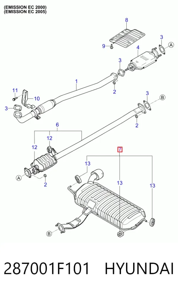 Silenciador trasero 287001F101 Hyundai/Kia