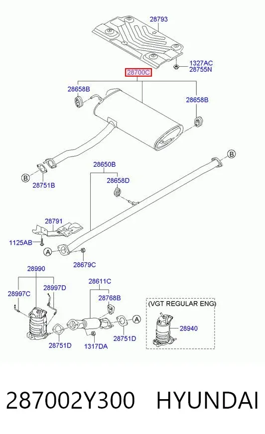 Silenciador trasero 287002Y300 Hyundai/Kia