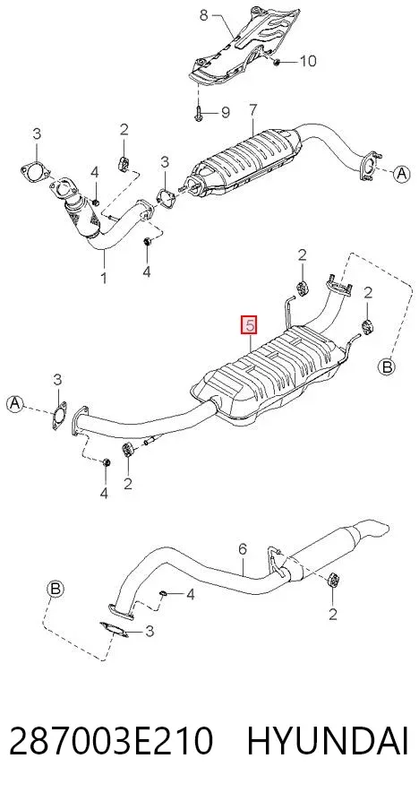 Silenciador central 287003E210 Hyundai/Kia