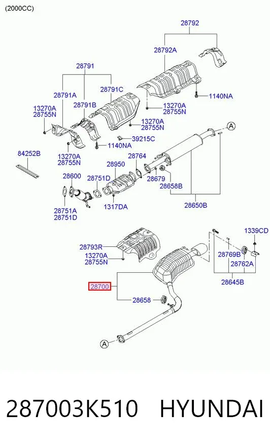 Silenciador trasero 287003K510 Hyundai/Kia
