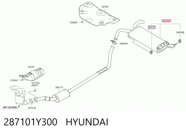 Silenciador trasero 287101Y300 Hyundai/Kia