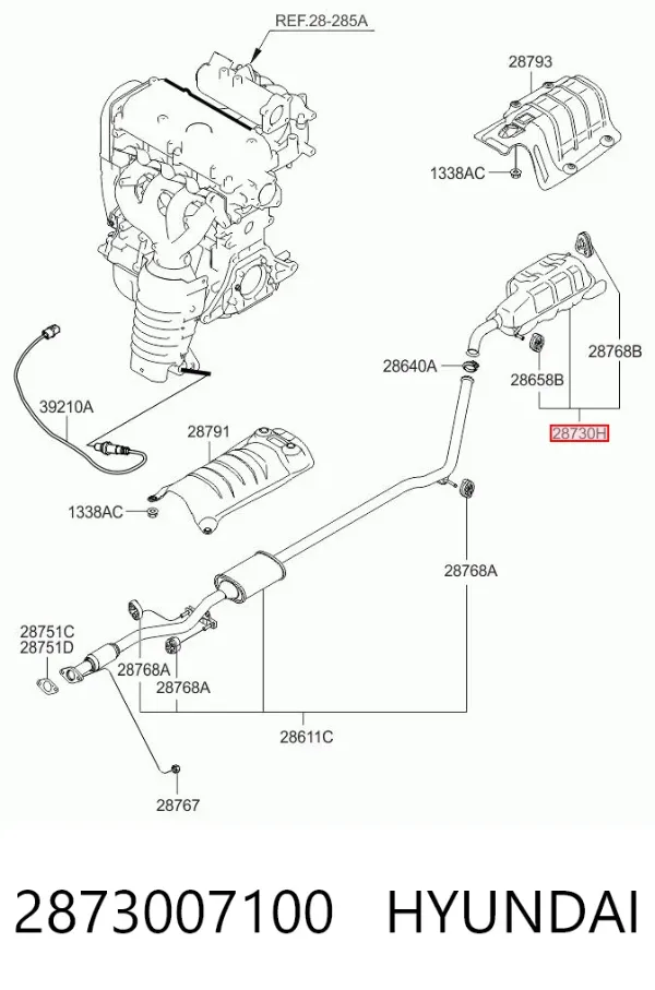 Silenciador trasero 2873007100 Hyundai/Kia