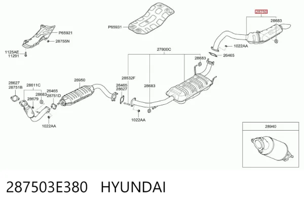 Silenciador trasero 287503E380 Hyundai/Kia