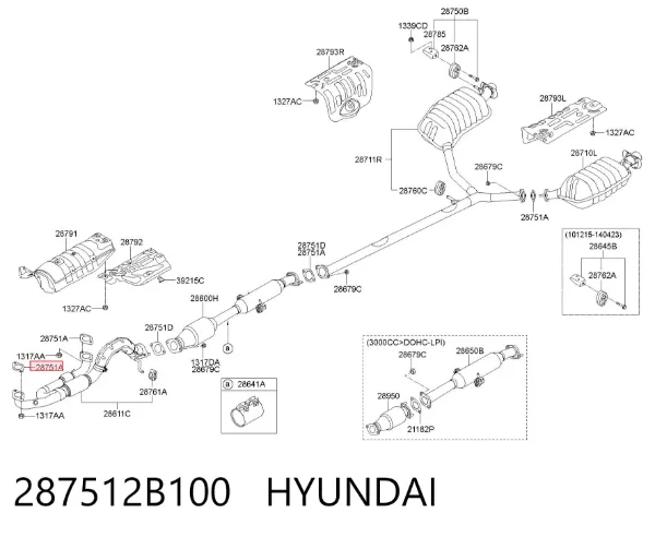 Junta de escape 287512B100 Hyundai/Kia