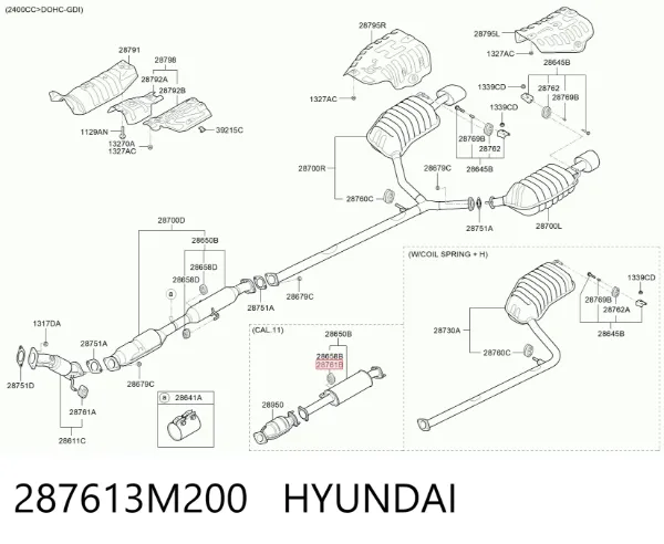 Soporte escape 287613M200 Hyundai/Kia