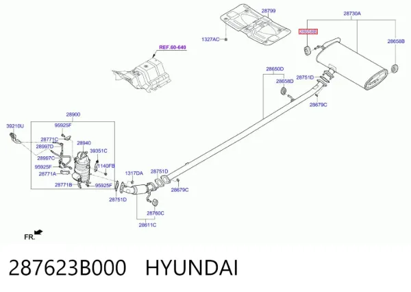 Soporte escape 287623B000 Hyundai/Kia