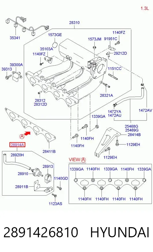 Válvula de ventilación de gases del tanque de combustible 2891426810 Hyundai/Kia
