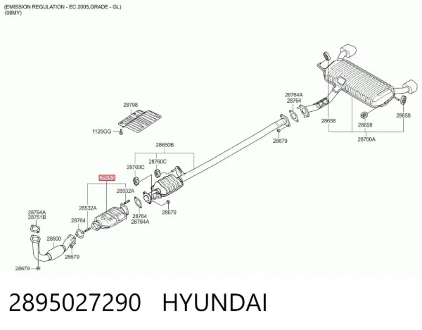 Catalizador 2895027290 Hyundai/Kia