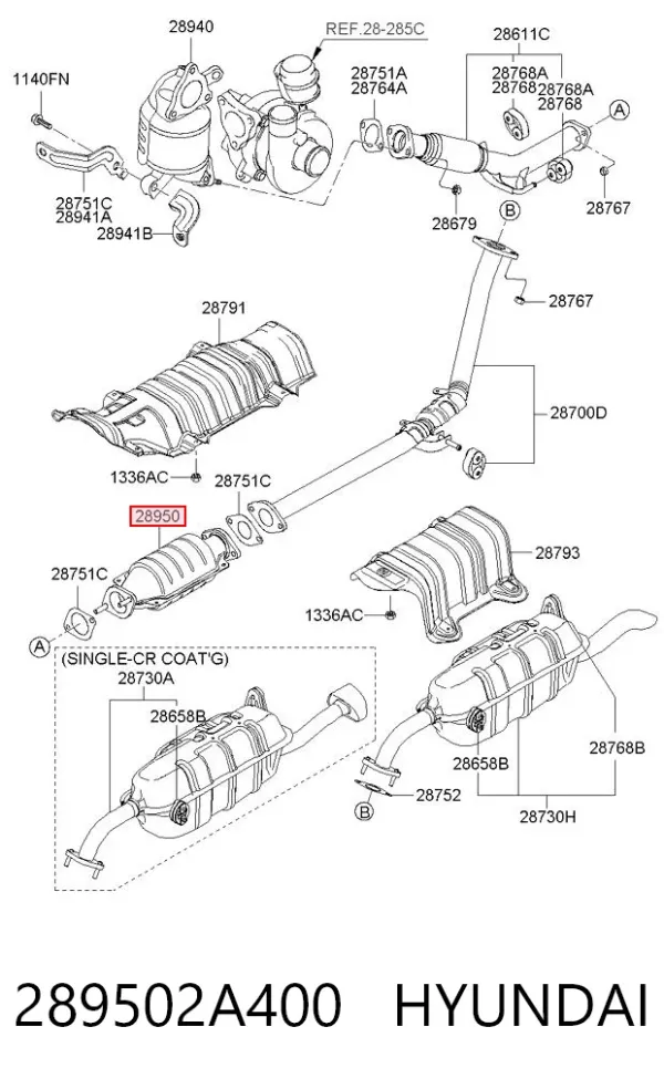 Catalizador 289502A400 Hyundai/Kia