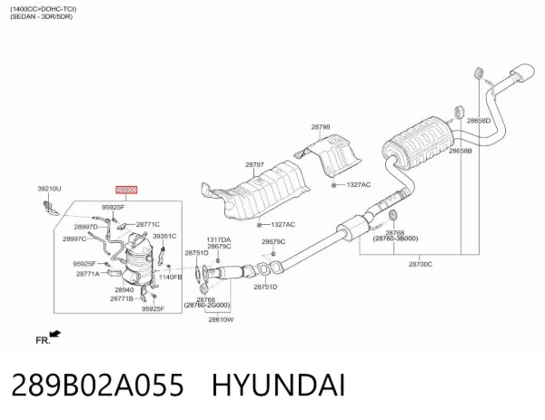 Catalizador 289B02A055 Hyundai/Kia
