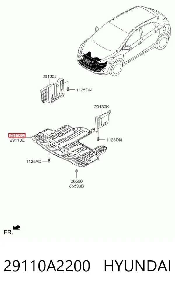 Protección motor / empotramiento 29110A2200 Hyundai/Kia