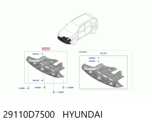 Protección motor / empotramiento 29110D7500 Hyundai/Kia
