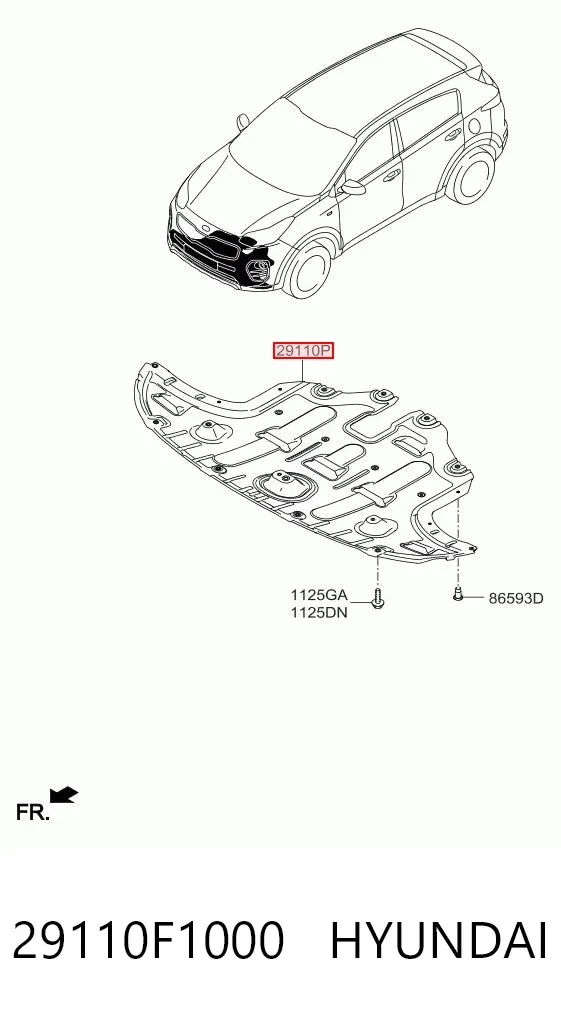 Protección motor / empotramiento 29110F1000 Hyundai/Kia