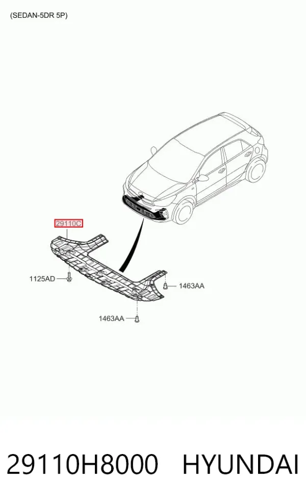 Protección motor / empotramiento 29110H8000 Hyundai/Kia