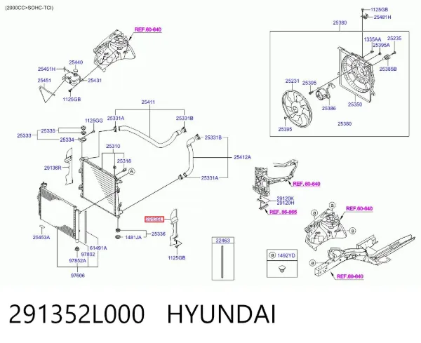 Deflector de aire del radiador izquierdo 291352L000 Hyundai/Kia