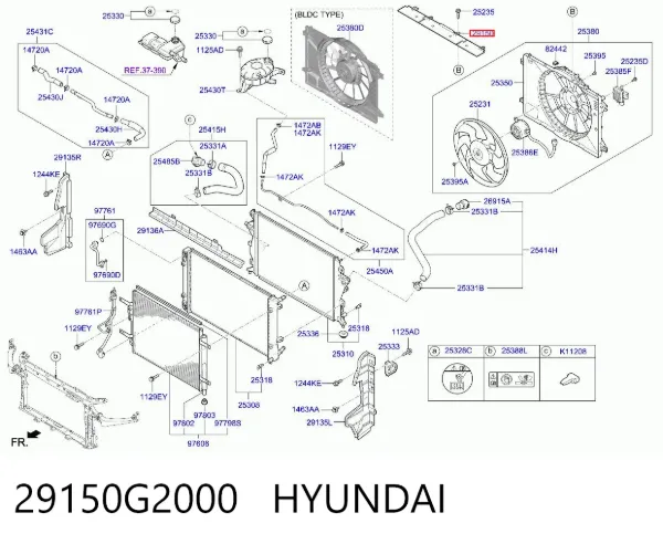 Cubierta superior del panel frontal (soporte del radiador) 29150G2000 Hyundai/Kia
