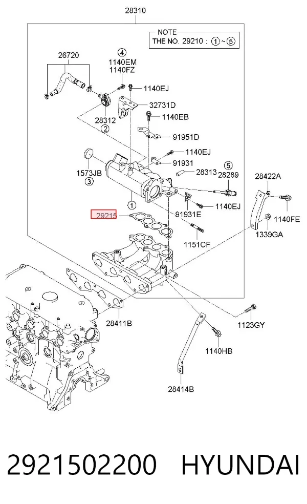 Junta de colector de admisión 2921502200 Hyundai/Kia