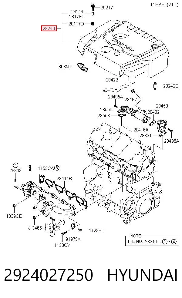 Tapa motor 2924027250 Hyundai/Kia