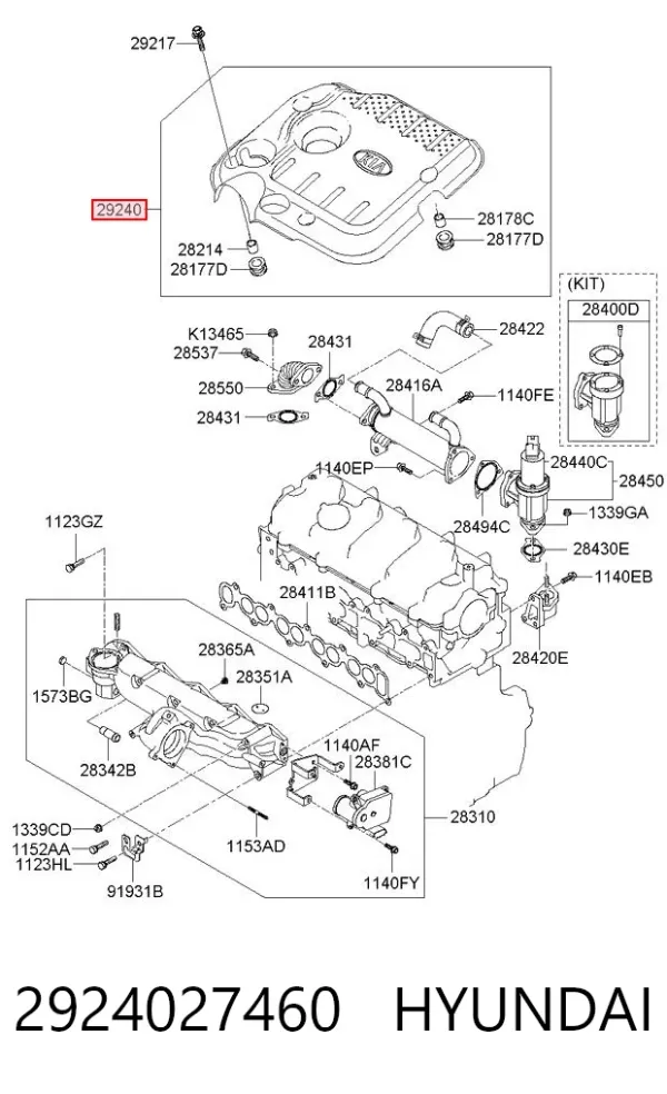 Tapa motor 2924027460 Hyundai/Kia
